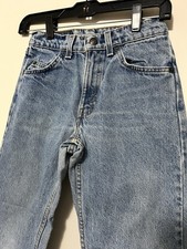 Vintage 90s Levi  s 560 Loose Fit Youth 11 Regular Orange Tab Blue Denim W-25.5  