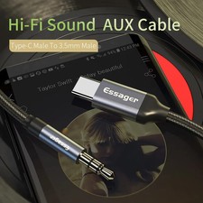 Essager USB C To 3.5mm Aux Jack Adapter Speaker Headphone Audio Splitter.1 metre