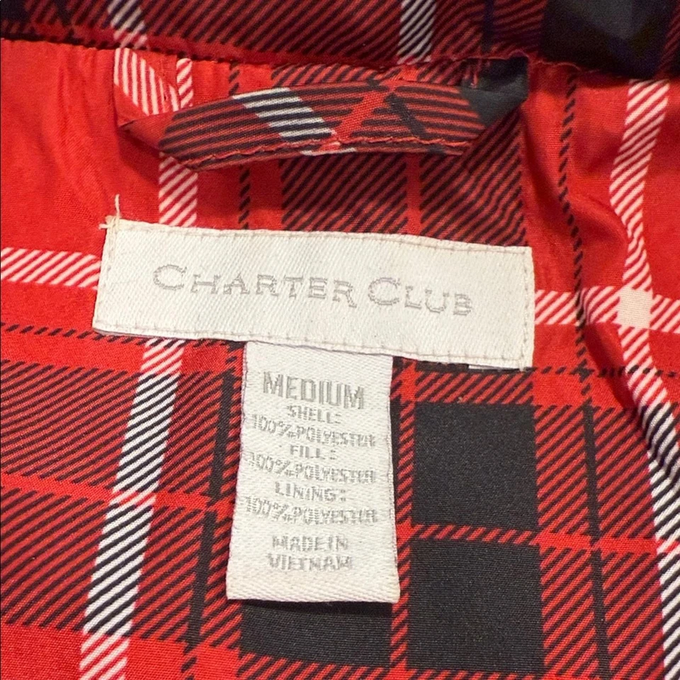 Charter Club outerwear Vest Classic Red & Black Plaid snap front & pockets SZ M - Image 3 of 4