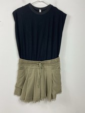 Daily Practice by Anthropologie GOAL LINE Twofer Mini Dress Black Olive Green