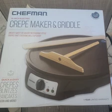 NIB Electric Griddle Crepe Maker - Chefman 12 Inch 1000 Watts Non-stick Aluminum