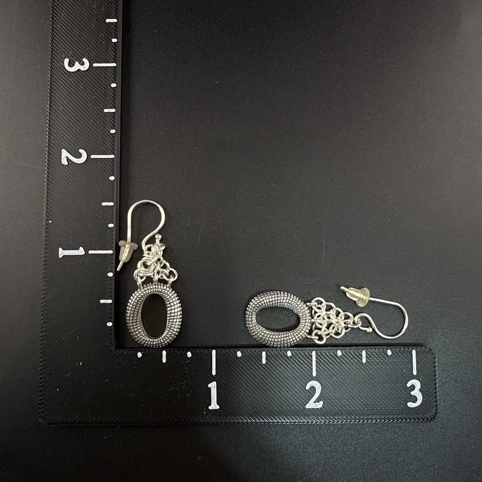 Pendientes Michael Dawkins Plata de Ley Guijarro Granulado Eslabón Colgante Gota 925 Foto 4 de 4