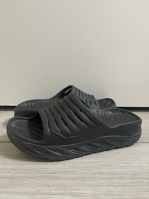 Hoka One One Ora Recovery Slides Sandals Black Comfort Men s Size 8 Women s 10