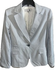 Tahari ASL Women's Blue Button Striped Blazer Jacket Size 8 Work Career NWOT