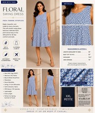 🆕 Old Navy Blue Floral Swing Dress XXL Petite Sleeveless A-Line Soft Stretch