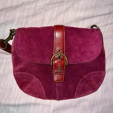 Y2K 2004 Vintage Purple Suede Coach Soho Flap Crossbody 4743