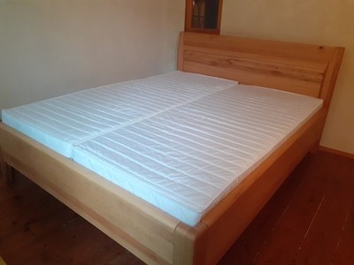 Buche-Massivholzbett, 160×200, QualitätsLattenrost verstellbarem Kopfteil,...