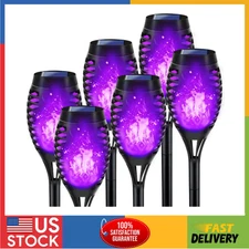 Purple Solar Halloween Lights, Solar Torch Lights Flickering Flame, Waterproof