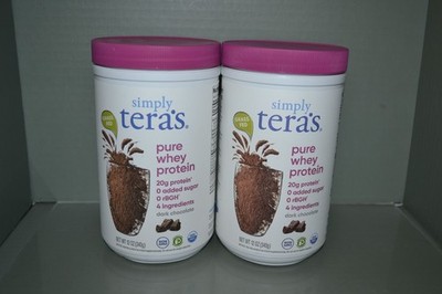 (2) Simply tera's Pure Whey Protein Dark Chocolate 12 oz Each, Exp 10/2026+
