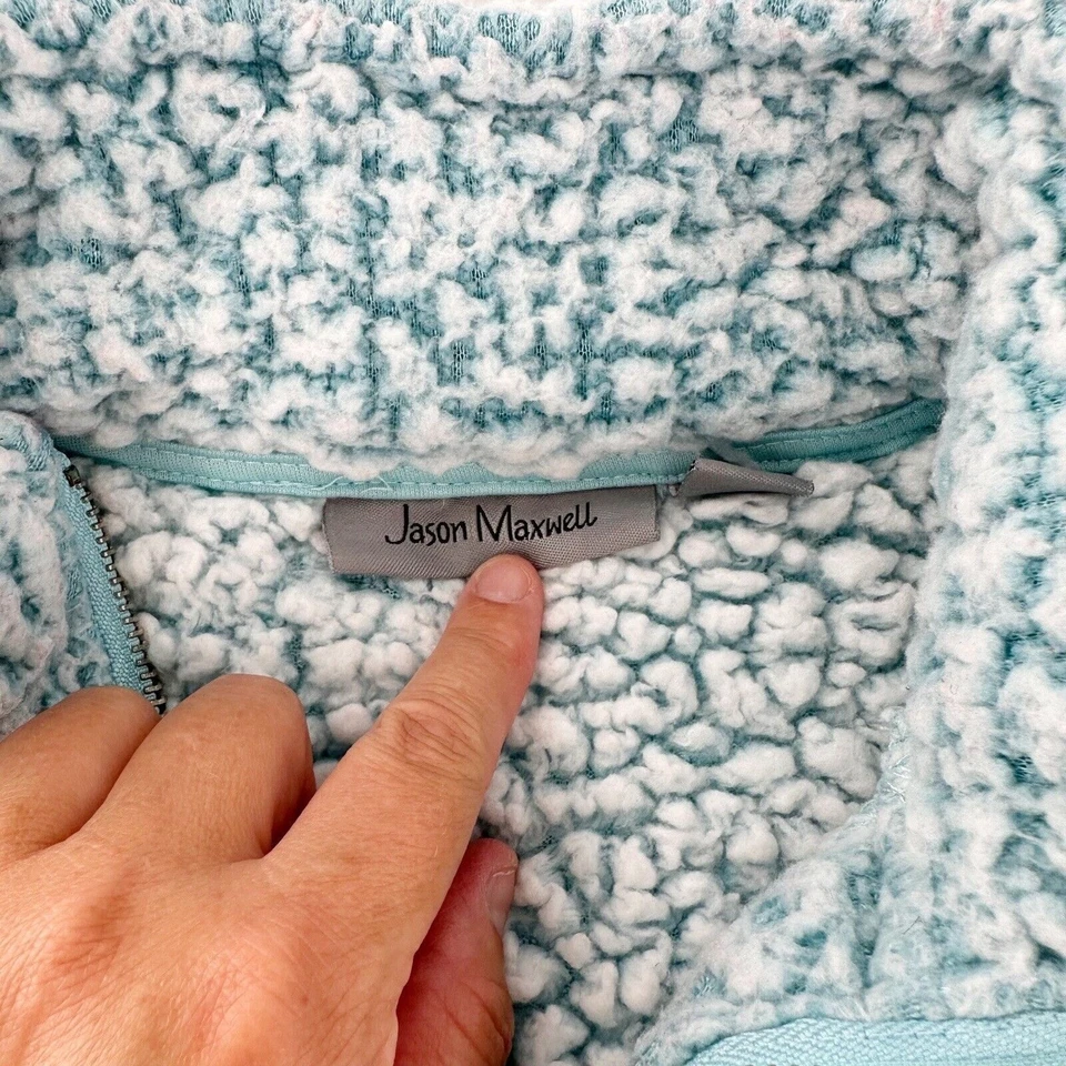 Suéter Pullover Jason Maxwell Mujer Felpa Sherpa Cremallera PS Azul Claro Vellón Suave Foto 2 de 4