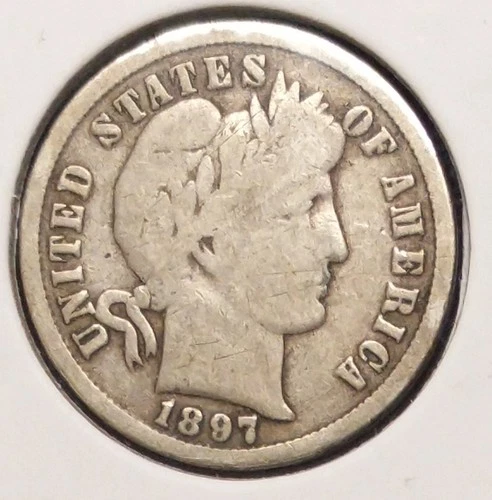 1897 BARBER DIME -- really nice Good+ (G+)