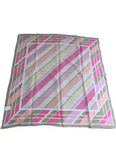 Silken Vintage Square Scarf Lightweight Pink Polyester Bandana Neck Wrap Yellow