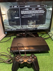 Sony PlayStation 3 PS3 Super Slim Game Console CECH-4001B Controllers Cables Box