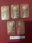 5 ENGELHARD 1 OZ. .999 FINE SILVER BARS BIG E