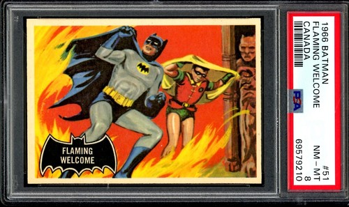 1966 Topps Batman Black Bat #51 Flaming Welcome
