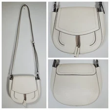 Marc Jacobs Maverick Shoulder Saddle Bag Cream Pebbled Leather Flap Front