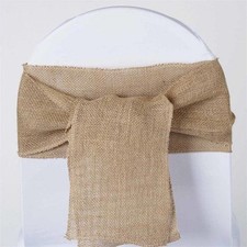 50 BURLAP Natural Brown CHAIR SASHES Jute Ties Bows Wedding Reception Party