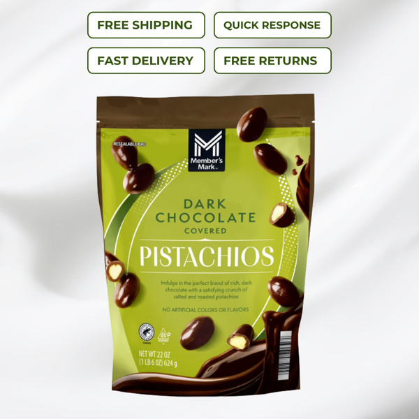 Pistachos tostados cubiertos de chocolate negro Members Mark 22 oz envío gratuito