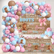 Boots or Bows Gender Reveal Decorations,116pcs Pink Blue Balloon Arch Kit