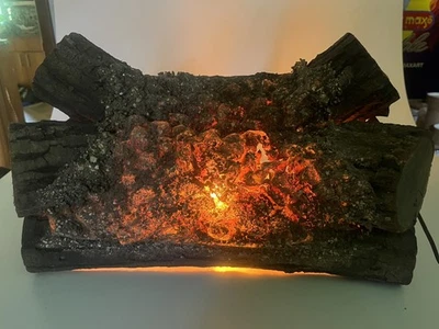 Vintage Fireplace Logs Revolving Rotating Motion Flames Realistic Fire Glow - Image 1 of 4