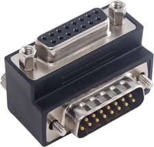 90 Degree DB15 Male to Female VGA Adapter