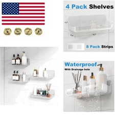 Lightweight Wall-Mounted Adhesive Shower Shelves 4 Pack with Drainage Design