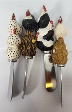 4 Boston Warehouse Chicken Hen Spreaders Harry David Ceramic All Stainless Lot