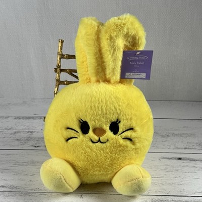Holiday Home Bunny Sorbet Yellow Fuzzy 8-10 Inches Soft Plush New