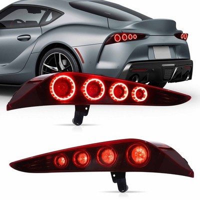 2*VLAND Red LED Rear Tail Lights For 2018-24 Toyota GR Supra A90/A91 W/Animation