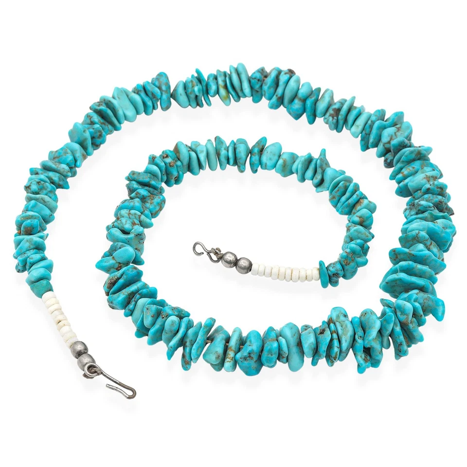 Vintage Southwestern Native American Turquoise Nugget Beaded Strand Necklace - Image 4 of 4