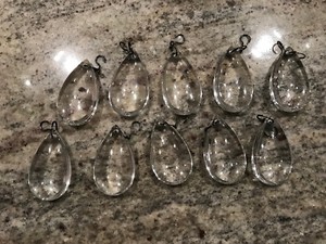 Pottery Barn Set 10 Small Clarissa Teardrop Replacement Crystals