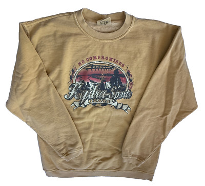HYDRA-SPORTS BOATS SWEATSHIRT MENS L YELLOW PIGMENT DYED CREWNECK PULLOVER 