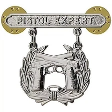 USMC Pistol Expert Qualification Badge - Marine Corps Shooting Award Expert