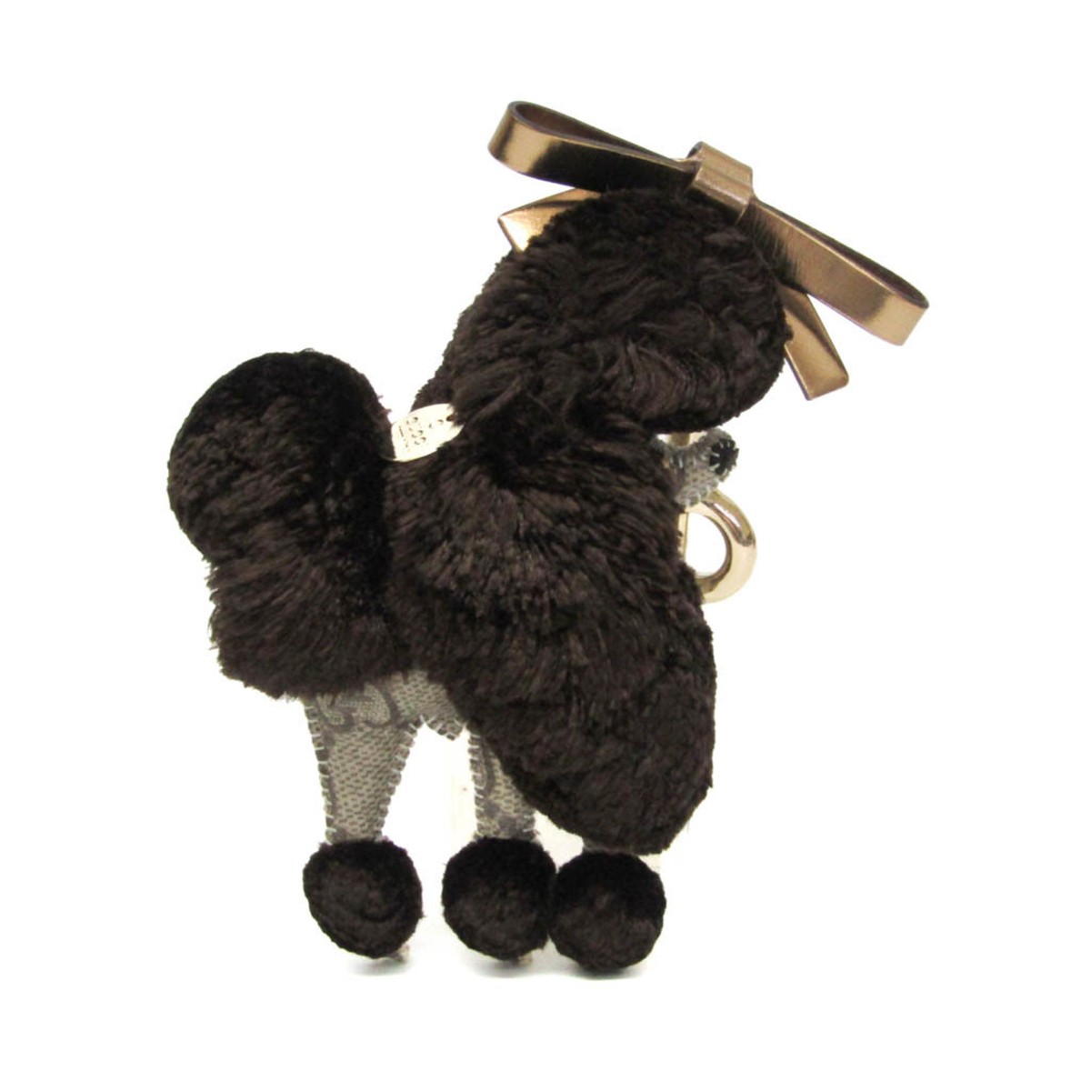 GUCCI Bag Charm Key Ring Dog Poodle Brown GG Supreme Logo