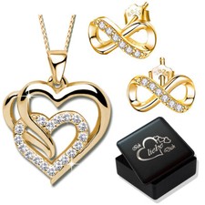 Set echt 925 Silber Herzkette Ohrringe mit Ke...