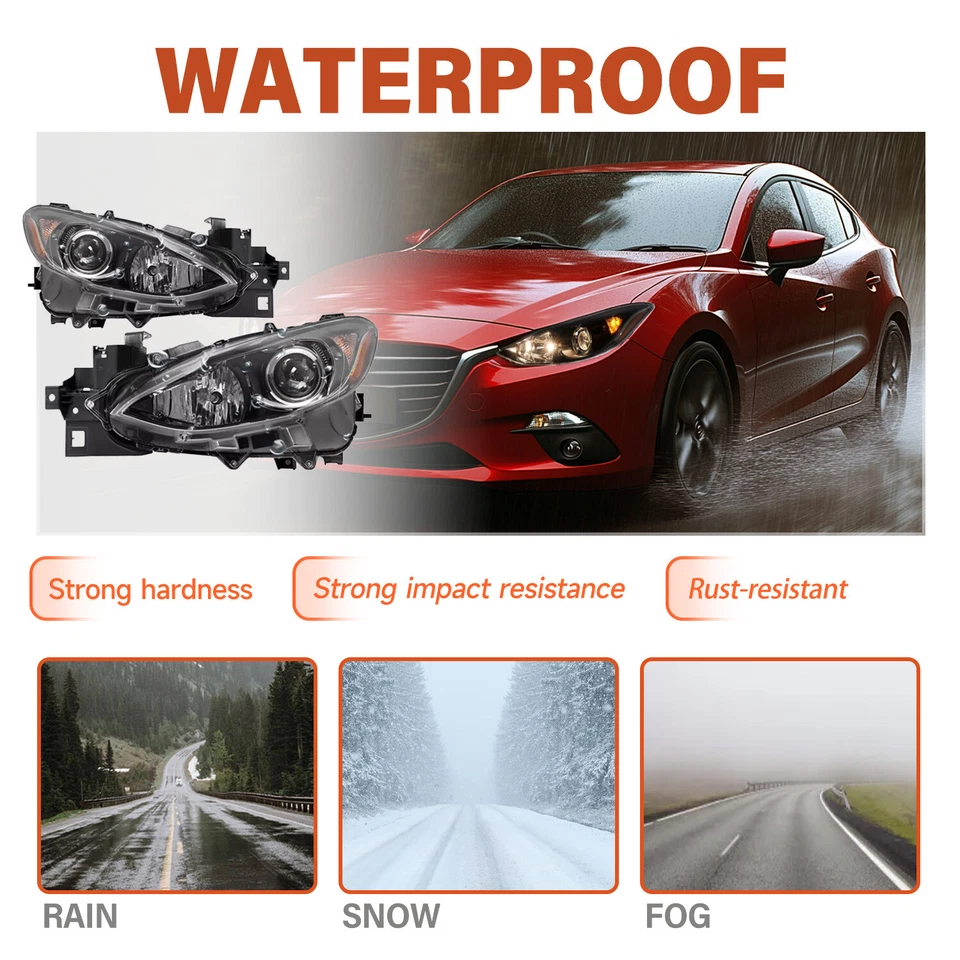 Conjunto de faros diestro derecho apto para Mazda 3 2014 2015 2016 lado conductor y pasajero Foto 3 de 4