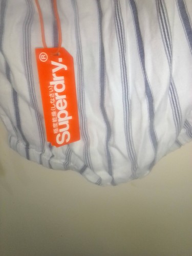 superdry Amiee Bardot New.womens top. blue stripe. uk size 10. New with tags - Picture 6 of 6
