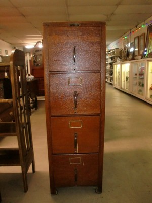 Oak 4 Drawer File Cabinet Old Crackle Finish Made In Ohio Hobart