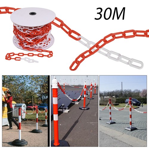 Absperrkette rot-weiss Warnkette Rundstahlkette Plastic Sicherungskette BUND:30m - Bild 3 von 10