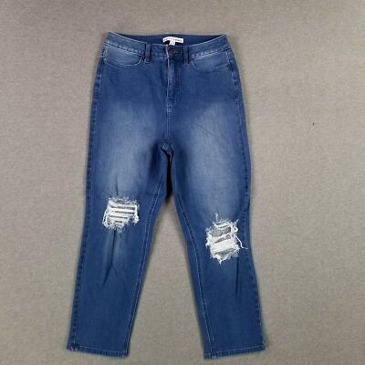 Girl With Curves Size 4P Petite High Rise Crop Jeans Stretch Light Wash Distress