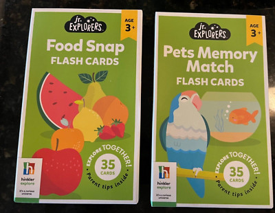 2 -Hinkler  jr. Explorers 35 Flash Cards Each Box- Pets Memory Match ,Food 3yrs+