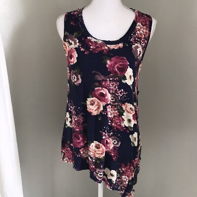 Needle Thread Knit Sleeveless Tank Floral Boutique Top Womens Size Small Button