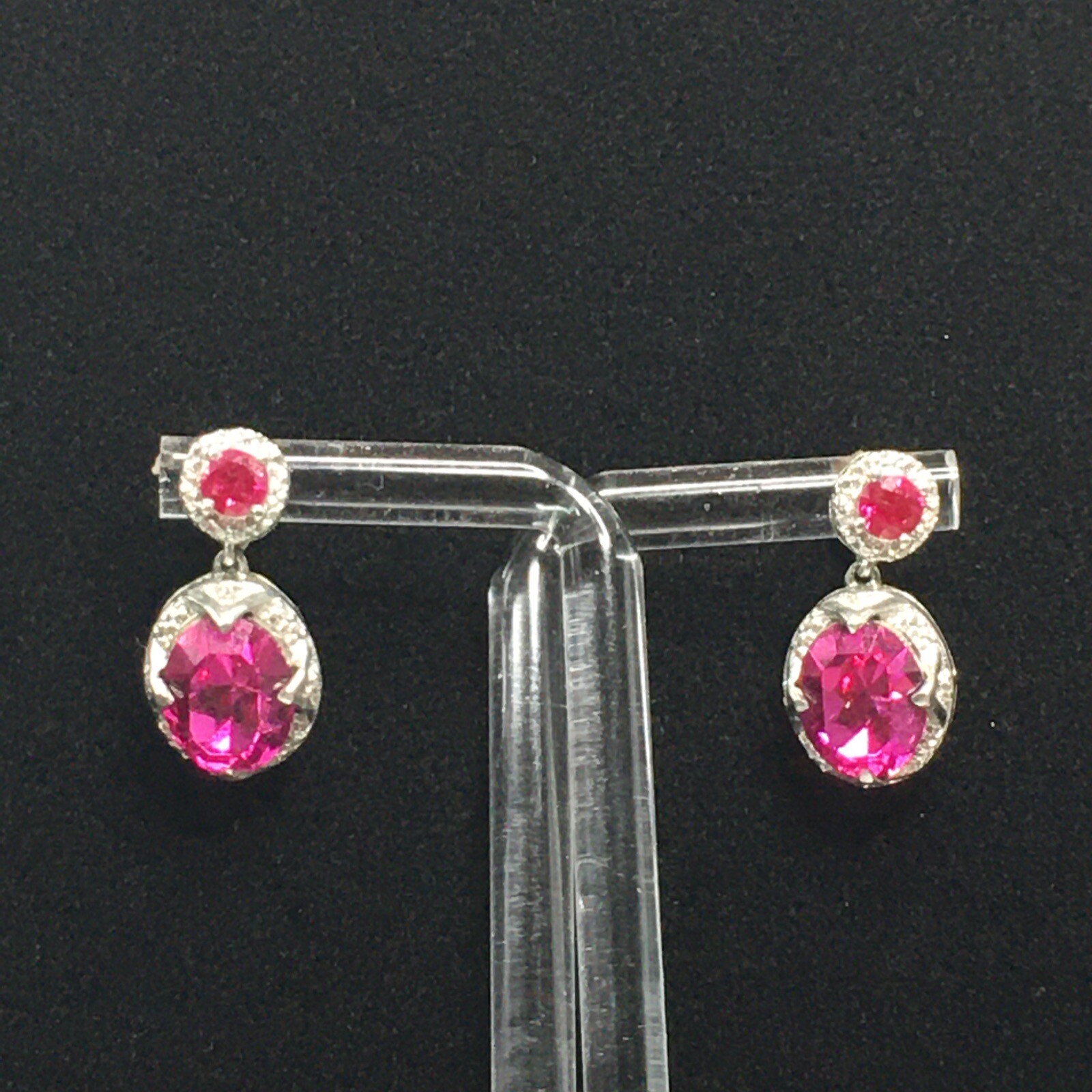 KARIS Sterling Silver Simulated Ruby Dangle Earri… - image 8