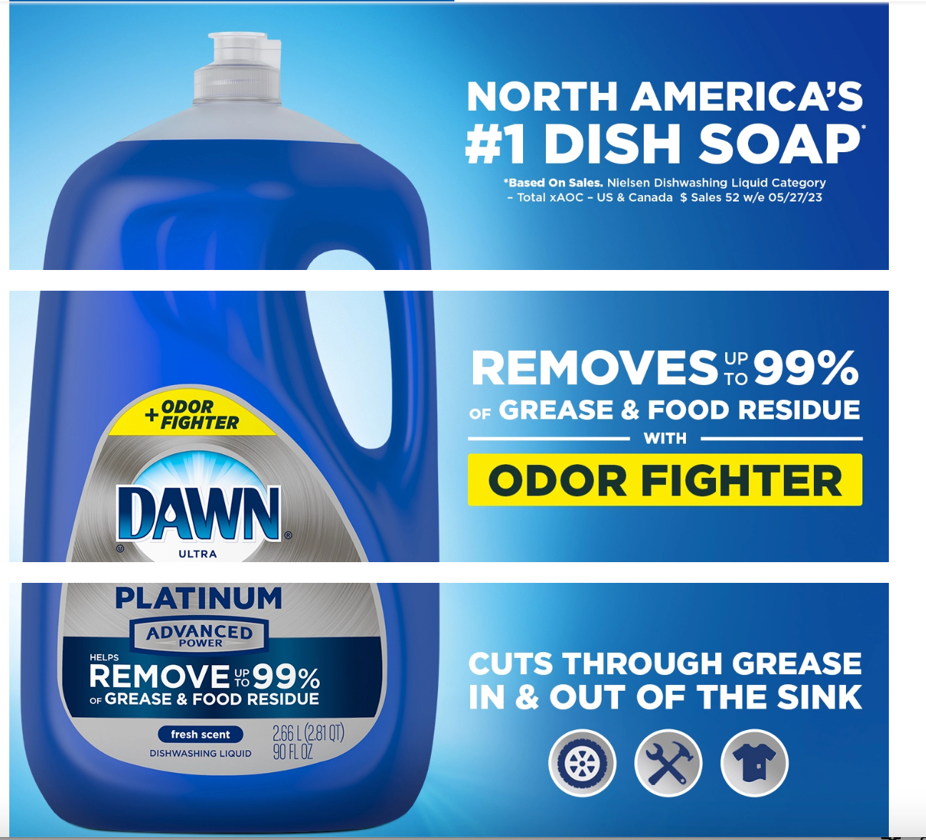 Dawn Ultra Platinum Advanced Power Dishwashing Liquid Fresh Scent  