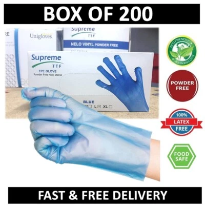 SUPREMETTF *Box Of 200* Disposable Gloves Powder Latex Vinyl Free Work Tattoo Food Safe PPE