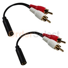 2 pc 2x RCA Male, 1x 3.5mm Stereo Female, Y-Cable 6-Inch Gold plated Connector