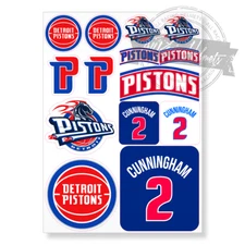 Detroit Pistons NBA Basketball #2 Cade Cunningham A4 Printed Vinyl Decal Sticker