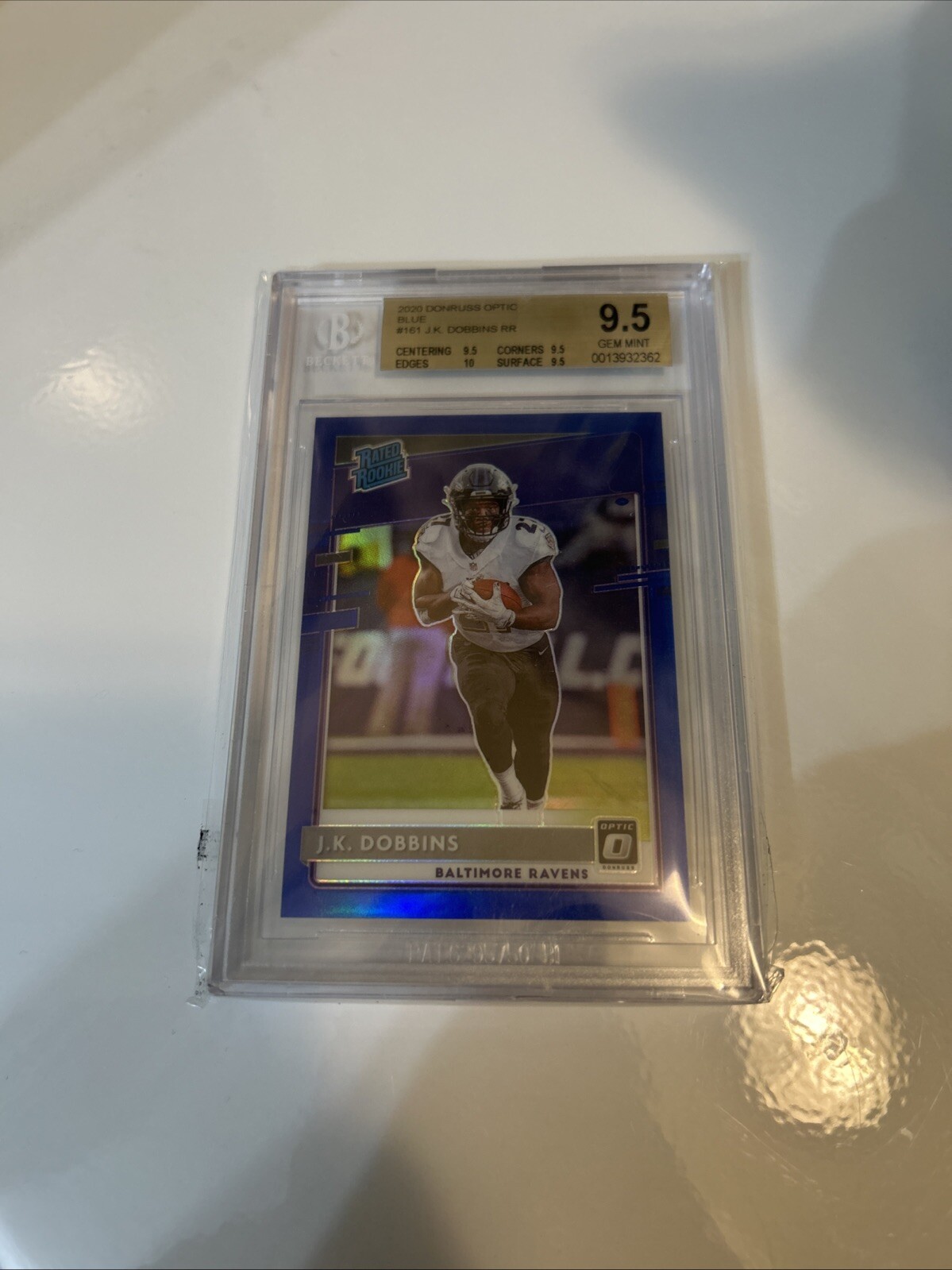 2020 Donruss Optic Blue Prizm #161 JK Dobbins Ravens RC Rookie 121/179 BGS 9.5