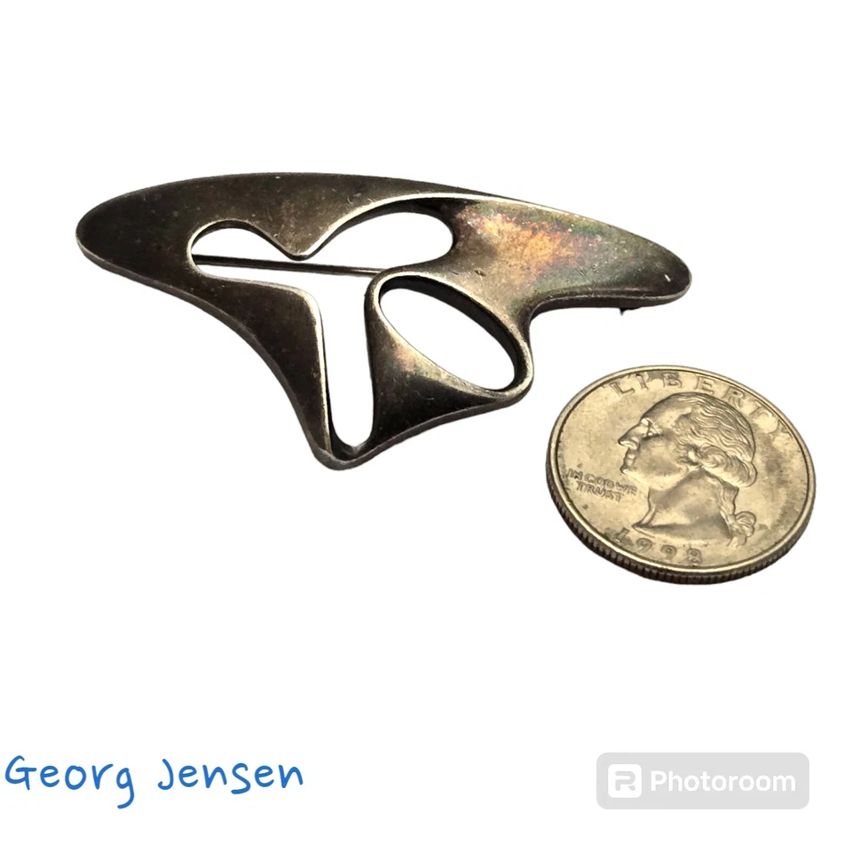 Importante Broche Ameba GEORG JENSEN Plata Esterlina Diseño Henning Koppel  Foto 3 de 4