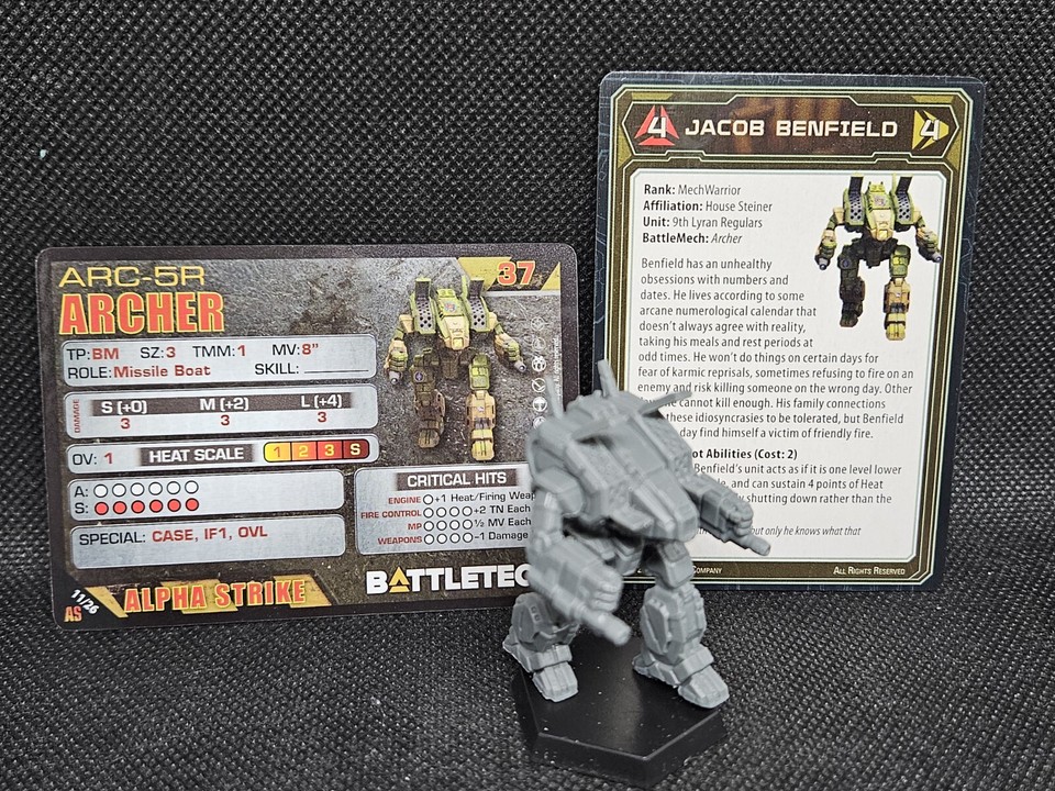 Battletech Archer Mech + Pilot Cards Alpha Strike 5R & 7C variants | eBay